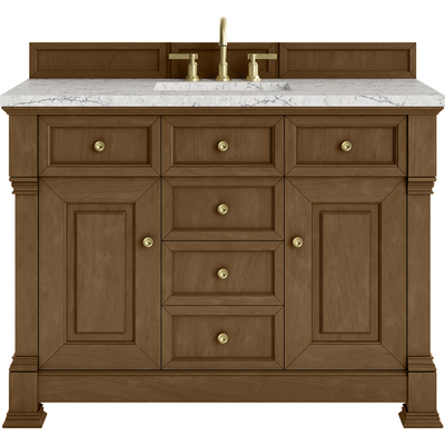 James Martin Brookfield 48 inch Single Vanity, Honey Oak w/ 3 CM Eternal Jasmine Pearl Silestone® Top, 840467803277, 547-V48-HNO-3EJP