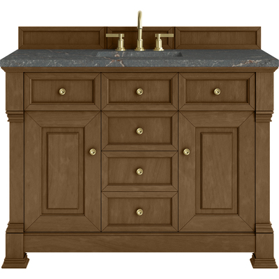 James Martin Brookfield 48 inch Single Vanity, Honey Oak w/ 3 CM Parisien Bleu Silestone® Top, 840108999543, 547-V48-HNO-3PBL