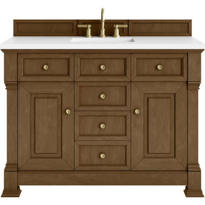 James Martin Brookfield 48 inch Single Vanity, Honey Oak,  w/ 3 CM White Zeus Silestone® Top, 840467803314, 547-V48-HNO-3WZ