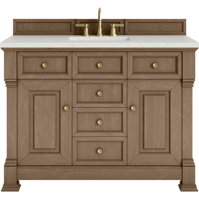 James Martin Brookfield 48 inch Single Vanity, Pecan, w/ 3 CM Lime Delight Silestone® Top, 840467803390, 547-V48-PCN-3LDL