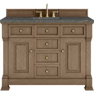 James Martin Brookfield 48 inch Single Vanity, Pecan w/ 3 CM Parisien Bleu Silestone® Top, 840467803413, 547-V48-PCN-3PBL