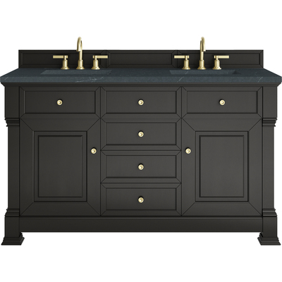 James Martin Brookfield 60 inch Double Vanity, Black Onyx w/3 CM Charcoal Soapstone Silestone® Top, 840467803468, 547-V60D-BKO-3CSP