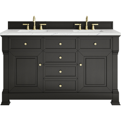 James Martin Brookfield 60 inch Double Vanity, Black Onyx w/ 3 CM Ethereal Noctis Silestone® Top, 840467803482, 547-V60D-BKO-3ENC