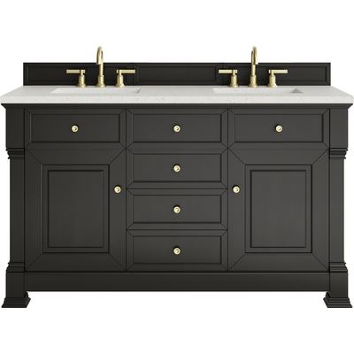 James Martin Brookfield 60 inch Double Vanity, Black Onyx w/ 3 CM Lime Delight Silestone® Top, 840467803499, 547-V60D-BKO-3LDL