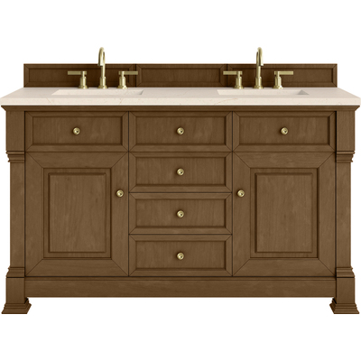 James Martin Brookfield 60 inch Double Vanity, Honey Oak w/3 CM Eternal Marfil Silestone® Top, 840467803581, 547-V60D-HNO-3EMR