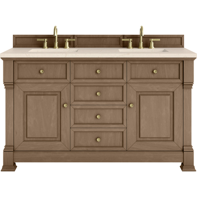 James Martin Brookfield 60 inch Double Vanity, Pecan w/ 3 CM Eternal Marfil Silestone® Top, 840467803697, 547-V60D-PCN-3EMR