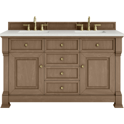 James Martin Brookfield 60 inch Double Vanity, Pecan w/ 3 CM Lime Delight Silestone®  Top, 840467803710, 547-V60D-PCN-3LDL
