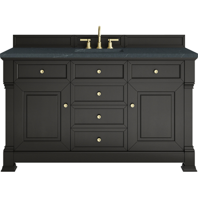 James Martin Brookfield 60 inch Single Vanity, Black Onyx w/3 CM Charcoal Soapstone Silestone® Top, 840467803789, 547-V60S-BKO-3CSP
