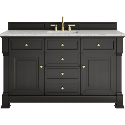James Martin Brookfield 60 inch Single Vanity, Black Onyx w/3CM Eternal Jasmine Pearl Silestone® Top, 840467803796, 547-V60S-BKO-3EJP
