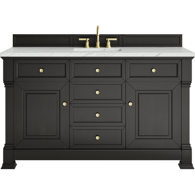 James Martin Brookfield 60 inch Single Vanity, Black Onyx w/ 3 CM Ethereal Noctis Silestone® Top, 840467803802, 547-V60S-BKO-3ENC
