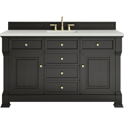James Martin Brookfield 60 inch Single Vanity, Black Onyx w/ 3 CM Lime Delight Silestone® Top, 840467803819, 547-V60S-BKO-3LDL