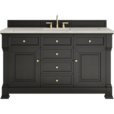 James Martin Brookfield 60 inch Single Vanity, Black Onyx w/ 3 CM Victorian Silver Silestone® Top, 840467803826, 547-V60S-BKO-3VSL