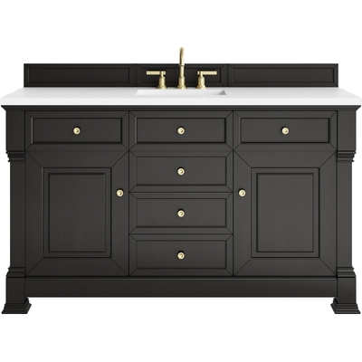 James Martin Brookfield 60 inch Single Vanity, Black Onyx, w/ 3 CM White Zeus Silestone® Top, 840467803840, 547-V60S-BKO-3WZ