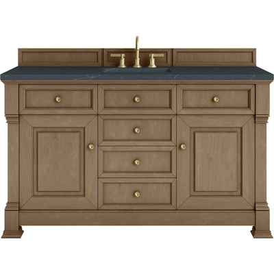 James Martin Brookfield 60 inch Single Vanity, Pecan w/ 3 CM Charcoal Soapstone Silestone® Top, 840467803994, 547-V60S-PCN-3CSP