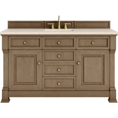 James Martin Brookfield 60 inch Single Vanity, Pecan w/ 3 CM Eternal Marfil Silestone® Top, 840467804014, 547-V60S-PCN-3EMR