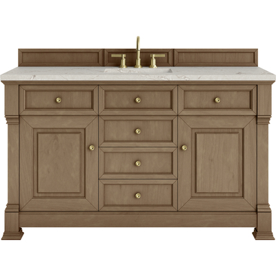 James Martin Brookfield 60 inch Single Vanity, Pecan w/ 3 CM Victorian Silver Silestone® Top, 840467804045, 547-V60S-PCN-3VSL