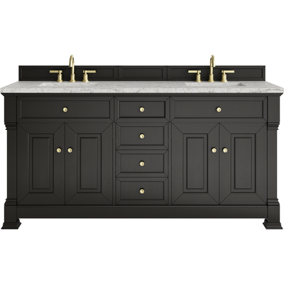 James Martin Brookfield 72 inch Double Vanity, Black Onyx w/ 3 CM Eternal Jasmine Pearl Silestone® Top, 840467804113, 547-V72-BKO-3EJP