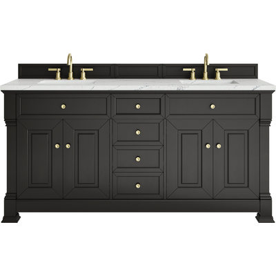 James Martin Brookfield 72 inch Double Vanity, Black Onyx w/ 3 CM Ethereal Noctis Silestone® Top, 840467804120, 547-V72-BKO-3ENC