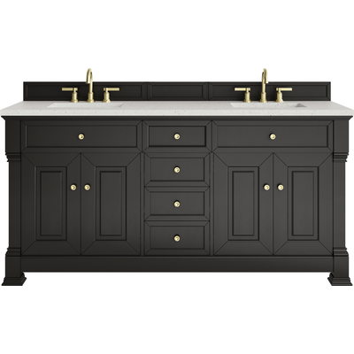 James Martin Brookfield 72 inch Double Vanity, Black Onyx w/ 3 CM Lime Delight Silestone® Top, 840467804137, 547-V72-BKO-3LDL