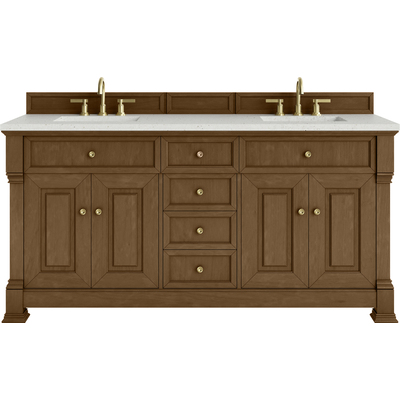 James Martin Brookfield 72 inch Double Vanity, Honey Oak w/ 3 CM Lime Delight Silestone® Top, 840467804243, 547-V72-HNO-3LDL