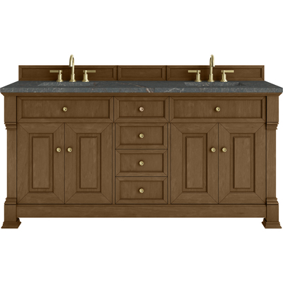 James Martin Brookfield 72 inch Double Vanity, Honey Oak w/ 3 CM Parisien Bleu Silestone® Top, 840467804267, 547-V72-HNO-3PBL