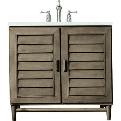 James Martin Portland 36 inch Single Vanity Whitewashed Walnut w/ 3 CM Lime Delight Quartz Top, 840108969584, 620-V36-WW-3LDL