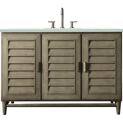 James Martin Portland 48 inch Single Vanity Whitewashed Walnut w/ 3 CM Lime Delight Quartz Top, 840108969591, 620-V48-WW-3LDL