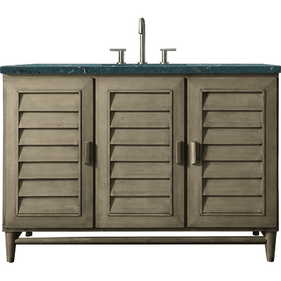 James Martin Portland 48 inch Single Vanity Whitewashed Walnut w/ 3 CM Parisien Bleu Quartz Top, 840108968037, 620-V48-WW-3PBL