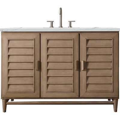 James Martin Portland 48 inch Single Vanity Whitewashed Walnut w/ 3 CM Ethereal Noctis Silestone Top w/FreePower Wireless Charger, 840467811555, 620-V48-WW-FENC