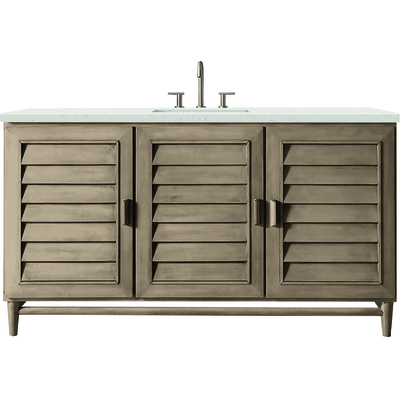 James Martin Portland 60 inch Single Vanity Whitewashed Walnut w/ 3 CM Lime Delight Quartz Top, 840108969614, 620-V60S-WW-3LDL