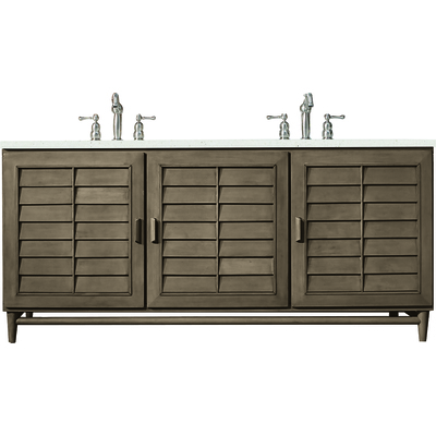 James Martin Portland 72 inch Double Vanity Whitewashed Walnut w/ 3 CM Lime Delight Quartz Top, 840108969621, 620-V72-WW-3LDL