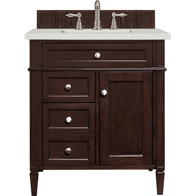 James Martin Brittany 30 inch Single Vanity, Burnished Mahogany, w/ 3 CM Lime Delight Quartz Top, 840108969645, 650-V30-BNM-3LDL