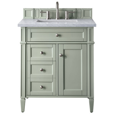James Martin Bathroom Vanities, Single Sink Vanities, Under 30, Transitional, Green, With Top and Sink, Sage Green, Transitional, Arctic Fall Solid Surface, Yellow Poplar, Plywood Panels, Vanity, 840108924866, 650-V30-SGR-3AF