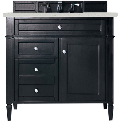 James Martin Brittany 36 inch Single Vanity, Black Onyx w/ 3 CM Lime Delight Quartz Top, 840108969683, 650-V36-BKO-3LDL