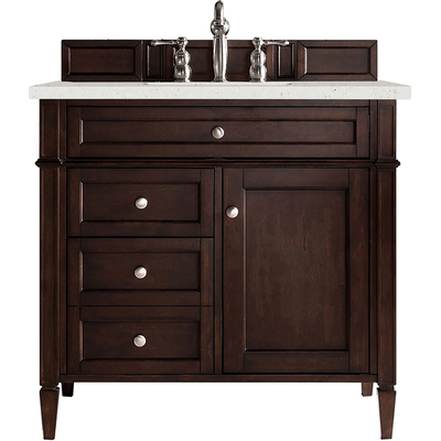 James Martin Brittany 36 inch Single Vanity, Burnished Mahogany w/ 3 CM Lime Delight Quartz Top, 840108969690, 650-V36-BNM-3LDL