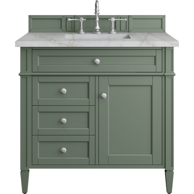 James Martin Brittany 36 inch Single Vanity, Smokey Celadon w/ 3 CM Victorian Silver Top, 840108966484, 650-V36-SC-3VSL