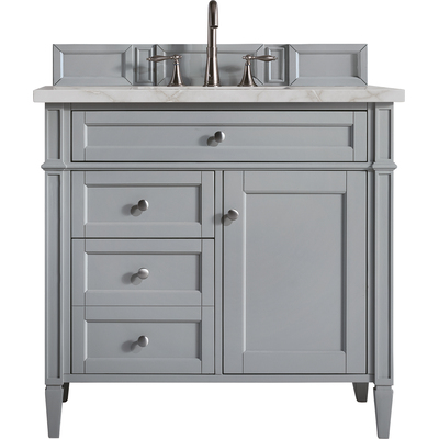 James Martin Brittany 36 inch Single Vanity, Urban Gray w/ 3 CM Victorian Silver Quartz Top, 840108966507, 650-V36-UGR-3VSL