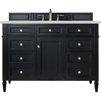 James Martin Brittany 48 inch Single Vanity, Black Onyx w/ 3 CM Lime Delight Quartz Top, 840108969737, 650-V48-BKO-3LDL