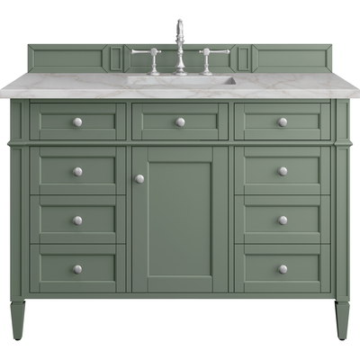 James Martin Brittany 48 inch Single Vanity, Smokey Celadon w/ 3 CM Victorian Silver Top, 840108966569, 650-V48-SC-3VSL