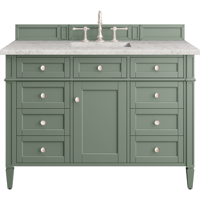 James Martin Brittany 48 inch Single Vanity, Smokey Celadon w/ 3 CM Eternal Jasmine Pearl Top w/FreePower Wireless Charger, 840467811821, 650-V48-SC-FEJP
