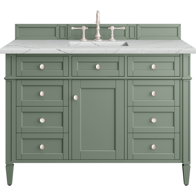 James Martin Brittany 48 inch Single Vanity, Smokey Celadon w/ 3 CM Ethereal Noctis Top w/FreePower Wireless Charger, 840467811838, 650-V48-SC-FENC