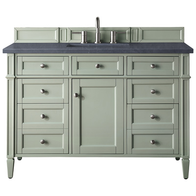 James Martin Bathroom Vanities, Single Sink Vanities, 40-50, Transitional, Green, With Top and Sink, Sage Green, Transitional, Charcoal Soapstone Quartz, Yellow Poplar, Plywood Panels, Vanity, 840108925214, 650-V48-SGR-3CSP