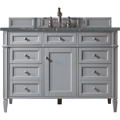 James Martin Brittany 48 inch Single Vanity, Urban Gray w/ 3 CM Parisien Bleu Quartz Top, 840108968211, 650-V48-UGR-3PBL
