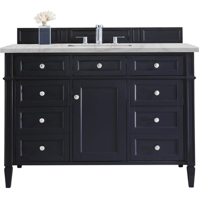 James Martin Brittany 48 inch Single Vanity, Victory Bleu w/ 3 CM Victorian Silver Quartz Top, 840108966590, 650-V48-VBL-3VSL