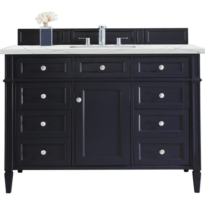 James Martin Brittany 48 inch Single Vanity, Victory Blue w/ 3 CM Ethereal Noctis Silestone Top w/FreePower Wireless Charger, 840467811937, 650-V48-VBL-FENC