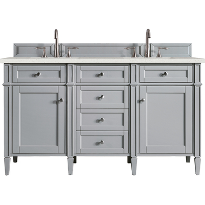 James Martin Brittany 60 inch Double Vanity, Urban Gray w/ 3 CM Lime Delight Quartz Top, 840108969829, 650-V60D-UGR-3LDL
