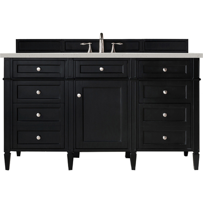 James Martin Brittany 60 inch Single Vanity, Black Onyx w/ 3 CM Lime Delight Quartz Top, 840108969836, 650-V60S-BKO-3LDL