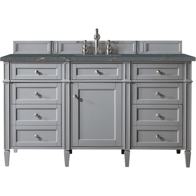 James Martin Brittany 60 inch Single Vanity, Urban Gray w/ 3 CM Parisien Bleu Quartz Top, 840108968310, 650-V60S-UGR-3PBL