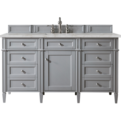 James Martin Brittany 60 inch Single Vanity, Urban Gray w/ 3 CM Victorian Silver Quartz Top, 840108966729, 650-V60S-UGR-3VSL