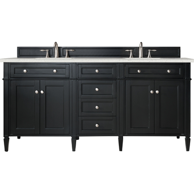 James Martin Brittany 72 inch Double Vanity, Black Onyx w/ 3 CM Lime Delight Quartz Top, 840108969881, 650-V72-BKO-3LDL